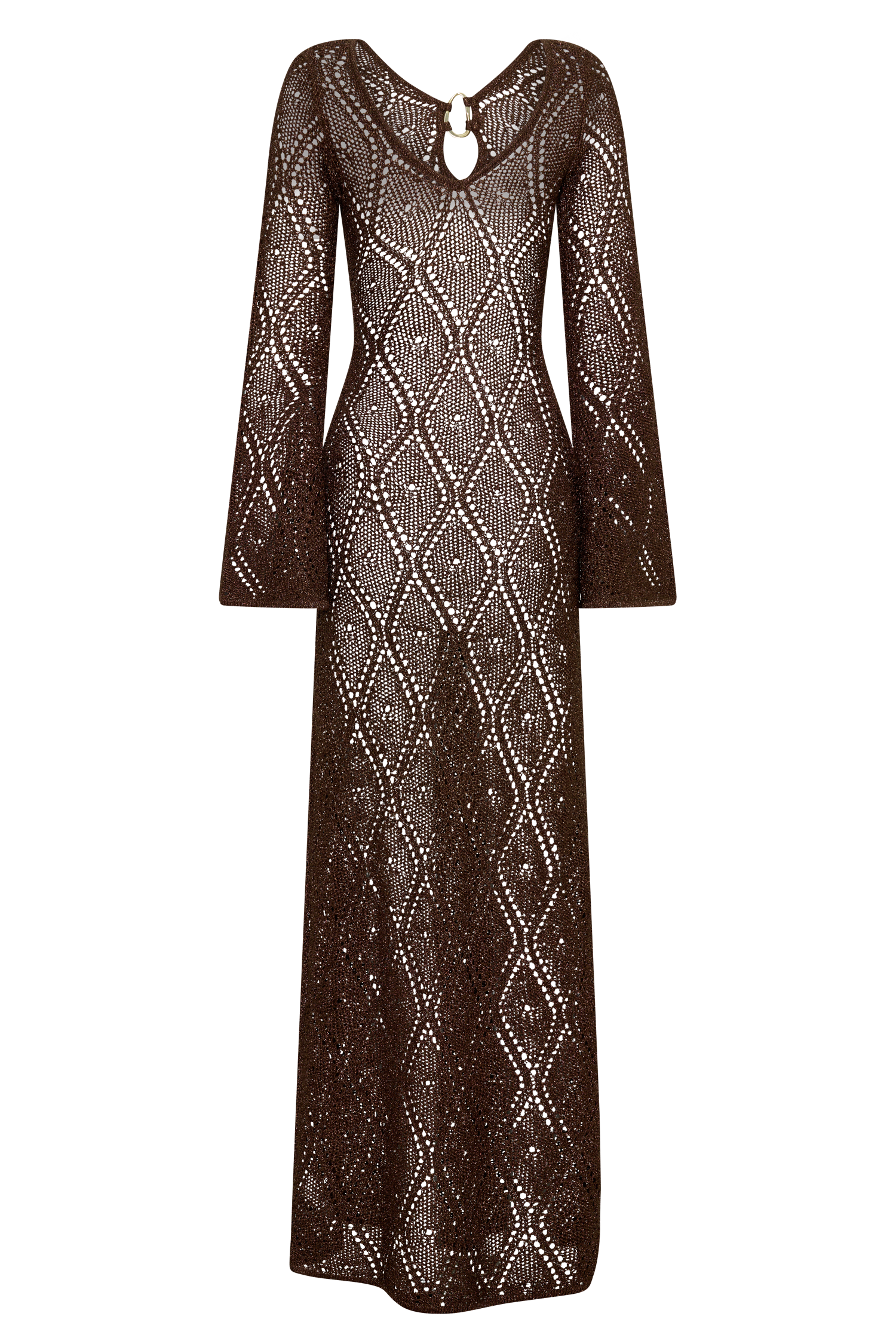 Chelsea Lurex Crochet Maxi Dress - Bronze - Image 8